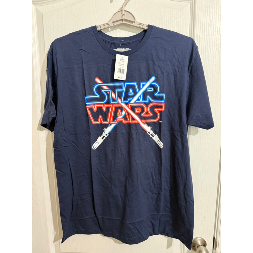 Hybrid Apparel Navy Blue Star Wars Graphic Tee with Red & Blue Logo